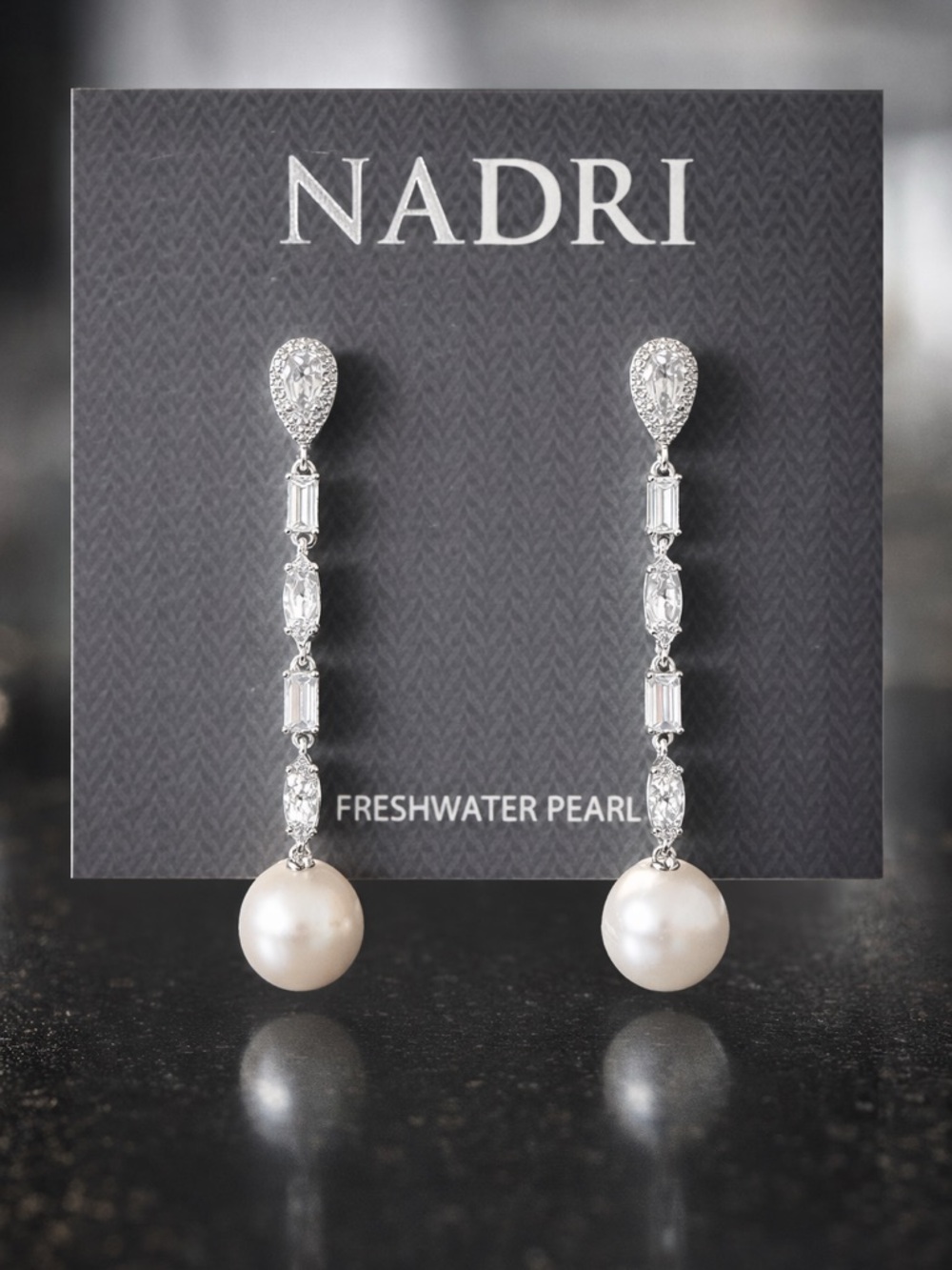 NADRI Fresh Water Pearl and Cubic Zirconia Drop Earrings